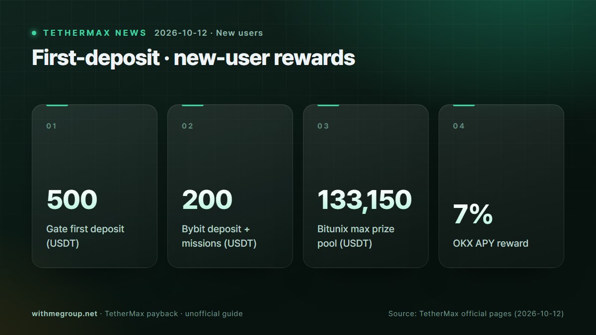 Első befizetési és új felhasználói jutalmak: Gate 500, Bybit 200 USDT · Első befizetési jutalmak